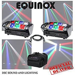 2 X EQUINOX ONYX FAST MOVING 8X 3W RGBW LED SWEEPING BEAM DJ DISCO BELEUCHTUNGSEFFEKT MIT TRANSPORTTASCHE UND DMX-LINK-KABEL
