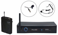 PULSE PWM24-LAV-HSM 2,4 GHz kabelloses Gürteltaschen-Mikrofonsystem mit Headset + Lavalier (Krawattenklammer)