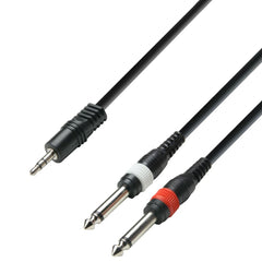 Adam Hall K3 YWPP 0300 Audio Cable 3.5 mm Jack Stereo to 2x 6.3 mm Jack mono 3 m