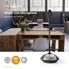 Nedis Microphone USB filaire pour zoom Skype appel vidéo col de cygne