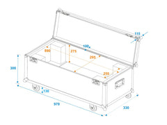 Flightcase 1x Lampe de recherche LED SL-350 MZF DMX avec roulettes