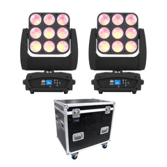 2x ADJ Illusion 3.3 LED 9 x 30W RGB COB Wash Moving Head inc Flightcase