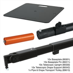 Wentex P&D Transport Trolley with Full Hardware Set 27M x 3M Pipe Drape Kit - just add Drapes