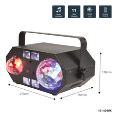 QTX Tetra LED Moonflower + Ripple + Strobe/UV + Lasereffekt