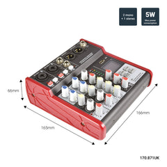 Citronic CSM-4 Compact Mixer 4Ch Bluetooth USB Digital FX Mixing Desk Studio Karaoke