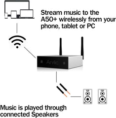 Récepteur amplificateur de streaming WiFi et Bluetooth | Acrylique A50+ | Diffusion DLNA UPnP | Synchronisation multi-pièces | Spotify, Amazon Music, Tidal, TuneIn Radio