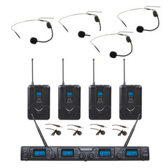 Zzip UHF 4-Kanal-Funk-Headset-Mikrofonsystem für Theater, Schule, Theater