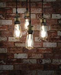 lyyt Quad E27 Pendant Cord Set Antique Brass