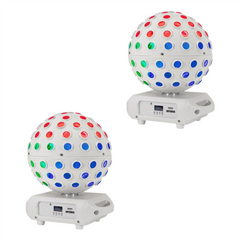2x Equinox Asteroid White – 5 x 40W RGBW LED Multi-Beam Mirrorball Effect Light Bundle