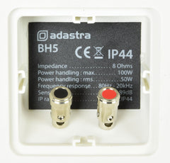Adastra BH5 Speakers Outdoor Pair White 5.25" 80W 8OHM Background Sound System IP44