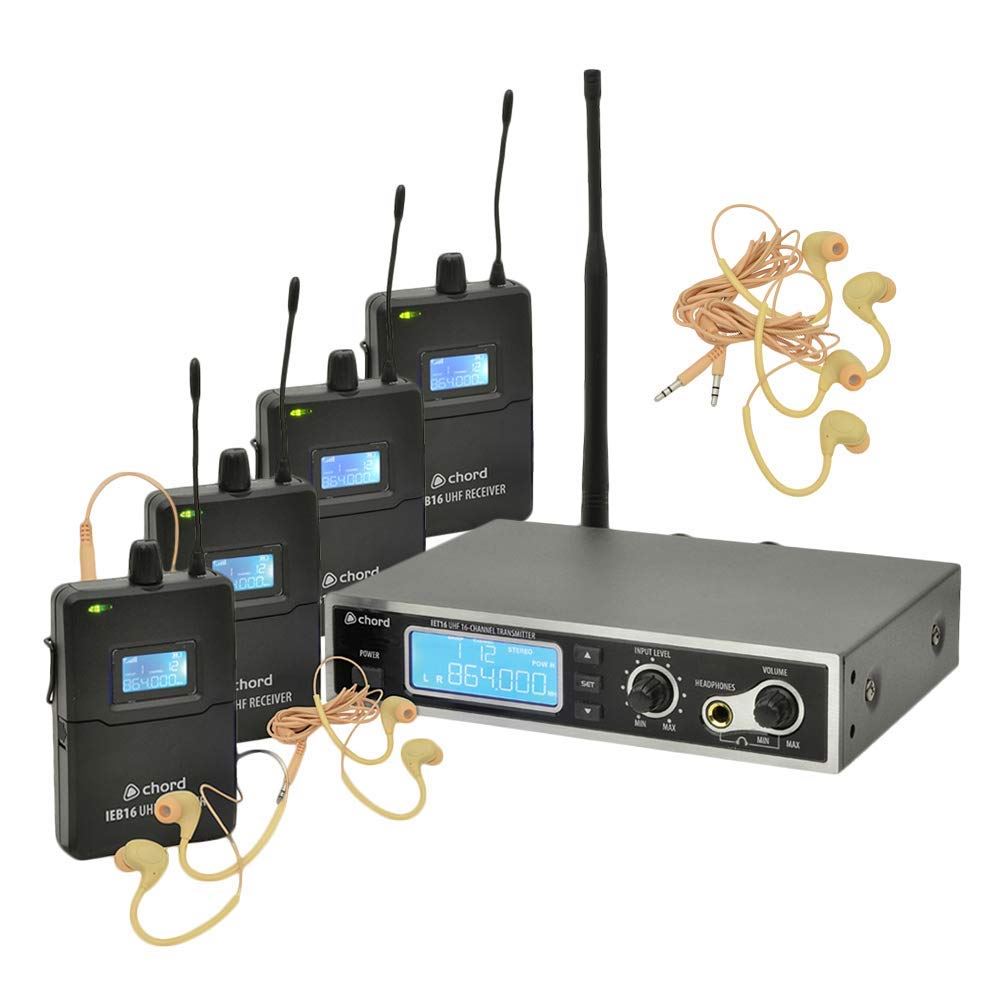 Chord IEM16 V2 In Ear Monitor Foldback System IEM Band 4 x Beltpack Bu ...