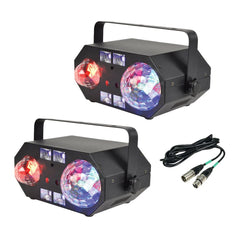 2x QTX Tetra LED Moonflower + Ripple + Strobe/UV + Lasereffekt Disco DJ