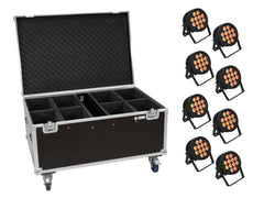 EUROLITE Set 8x LED IP PAR 12x9W SCL Spot + Valise à roulettes