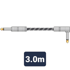 Citronic Braid Guitar Lead R/A Blk/Wht 3m
