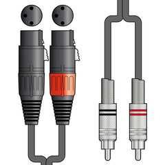 Chord Classic Audio Lead 2 XLR Female - 2 RCA Plugs 0.75m