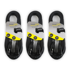 3x StageCore SCDMX6 6M 3 Pin XLR Male - 3 Pin XLR Female DMX Cable Lead DJ Disco