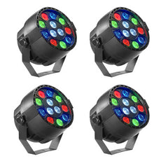 4x Stagg SLT-ECOPAR XS-3 12 x 1W RGBW LED Par Can Uplighter DJ Disco Party Light