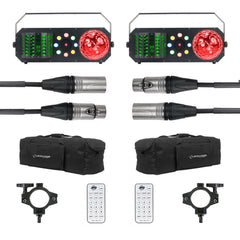 ADJ Boom Box FX1 Derby Strobe Laser mit Taschen, Klemmen, Fernbedienungen und Kabeln