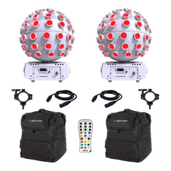 2x Chauvet Rotosphere Q3 Rotating Mirrorball Effect LED DJ White Package