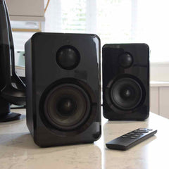 AV:Link Aktive Bluetooth-Regallautsprecher HiFi-Soundsystem Schwarz