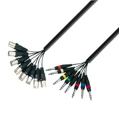 Adam Hall K3 L8 MV 0300 Multicore Kabel 8x XLR Stecker auf 8x 6,3 mm Klinke Stereo 3 m
