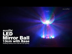 Eurolite LED-Spiegelkugel, 13 cm, inkl. drehbarem Sockel und LED-Licht, Disco-Party-Beleuchtung