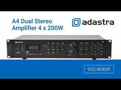 Adastra A4 Dual-Stereo-PA-Verstärker, 4 x 200 W, USB-FM-Tuner, PA-Systemverstärker
