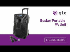 qtx Busker-12 PA + 2 x VHF mics + USB/SD/FM/BT